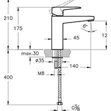 Ora A42804 Yüksek Lavabo Bataryası, Krom