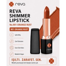 Reva Shimmer Lipstick Orange Rust No:901 Işıltılı Parlak Vegan Temiz Ruj