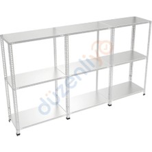 Alanraf 3 Katlı 3 Üniteli Galvaniz Çelik Raf 31X225X200 cm – Depo, Arşiv, Kiler ve Market Rafı