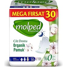 Ergün Collection Molped Pure&Soft Ultra Hijyenik Ped 30 Adet Gece Kullanım İçin Anti Alerjik Özellikli