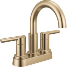 Nicoli Yüksek Ark Merkezli Banyo Bataryası, Altın 3 Delikli Banyo Lavabo Bataryası, Push-Pop Tahliye Montajı, Şampanya Bronz 25749LF-CZ