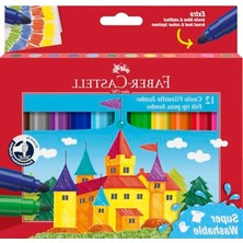 Die Grup Faber-Castell Jumbo Keçeli Kalem Seti, 12 Renk, Geniş Yuvarlak Uç, Yıkanabilir Su Bazlı Mürekkep, Baskıya Dayanıklı Uç