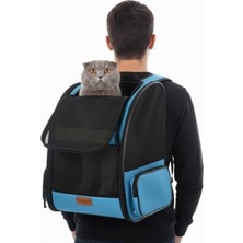 Die Grup Pugalo Airmove Premium Kedi Köpek Taşıma Çantası, Silinebilir, Yırtılmaz Fileli, Bükülmez Gövde, Sırt Çantası Tipi (Mavi)