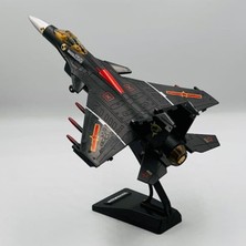 Die Grup Oyuncak Model Uçak Dahili Şarjlı Buhar Atabilen Metal Kasa Işıklı Sesli Standlı Sürtmeli Savaş Uçağı + Kutulu F-16 (Siyah)