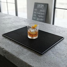 Die Grup Deconox Lüx Bar Matı 43X28 cm Kaymaz Siyah Kauçuk Bar ve Bulaşık Matı - Dayanıklı Dökülme ve Servis Matı (450 Gr) Bardak Kurulama Matı