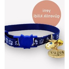 Die Grup Caramelos Güvenlik Kilitli Kedi Tasması, Isimli Kedi Tasması, Kedi Isimlik, Kedi Künyesi, Safety Click Mavi 3-Standart