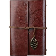 Die Grup Retro Vintage Yapraklı Not Defteri, Klasik Pu Deri Kapak, Seyahat Defteri, Travel Journal, Günlük, Seyahat Günlüğü, Doldurulabilir Eskiz Defteri, Sketchbook, 130X185MM