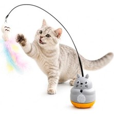 Die Grup Yapışkanlı Kedi Oyun Oltası – 360° Dönen Hareketli Gövdeli, Tüylü Peluş Uçlu Interaktif Kedi Oyuncağı, Esnek Çubuklu Sabitlenebilir Egzersiz ve Av Oyuncağı