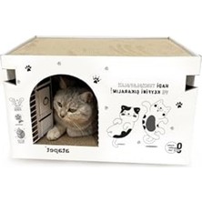 Die Grup Katlanabilir Doğal Karton Kedi Evi Yuvası Karton Kedi Tırmalama Yuva Tahtası Kartonu Ev Kedi Evi Beyaz