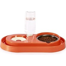 Die Grup Hazneli Kedi-Köpek Mama ve Su Kabı Seti 500ML Turuncu