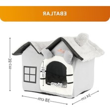 Die Grup Gobypet 2 Çatılı Kedi Evi ve Küçük Irk Köpek Kulübesi ve Yuvası – Minderli Peluş Iç Mekan Yatağı, Fermuarlı Üst Bölüm, Taşınabilir Ev Tipi Yuva