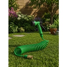 YDGR Gri Spiral Bahçe Hortumu Tabancalı Araç Yıkama ve Bahçe Için