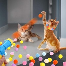 Die Grup Interaktif Kedi Oyun Tabancası – Renkli Peluş Toplu Kedi Oyuncak Tabancası – Eğlenceli Kedi Aktivite Oyuncağı, Koşu ve Zıplama Için Enerji Atma Oyuncağı – Yumuşak Güvenli Peluş Toplar Dahil