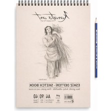 Die Grup A4 Eskiz Defteri, Ince Grenli, Kolay Silinebilir Ph Nötr Kağıt, Spiralli Sketch Book, 90 G/m², 40 Yaprak, Çizim ve Karakalem Için