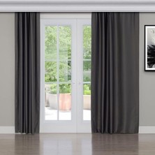 Die Grup Gauze Fabric Design Blackout Koyu Gri Karartma Özellikli Fon Perde 250 x 260