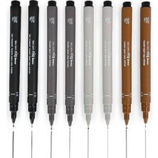 Die Grup Fineliner Çizim Kalemleri, Eskiz Için, 8 Adet, 0,1 – 0,5 Mm), Siyah, Koyu Gri, Açık Gri, Sepya