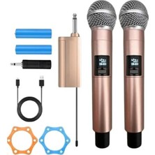 Die Grup Profesyonel Çiftli Kablosuz Mikrofon Seti Karaoke Şarj Edilebilir 50 Metre Mesafe