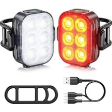 Die Grup Ht-29 Şarjlı Bisiklet Işığı Ön Arka Flaşlı USB 4 Mod Stop Lambası Aydınlatma Işık Seti IP65 Su Geçirmez Lamba Motosiklet