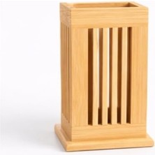 Die Grup Ahşap Kalemlik, Çok Amaçlı Organizer, Doğal Renk, Dikey Çıtalı Tasarım, Masa Düzenleyici