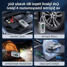 Die Grup Enshall 10.000 Mah Çantalı Akü Takviyeli 1000A Tepe Akımlı Araç Lastik Şişirme Hava Kompresörü Jump Starter