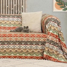Die Grup Softmicro Boho Etnik Desenli Mikrofiber Koltuk Örtüsü ve Tv Battaniyesi, Koltuk Şalı, Kaymaz 130X180 cm