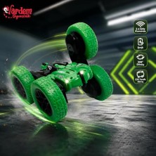 Die Grup Uzaktan Kumandalı Full Fonksiyon Şarjlı 2.4 Ghz 4 Teker Akrobat Araba, Çift Taraflı Sürüş Özellikli Işıklı Stunt Car, Kumandalı Takla Atan Oyuncak Araç Hg4-04 (Mavi)