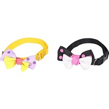 Die Grup Papyonlu Kedi ve Köpek Boyun Tasması 2 Adet, Çok Renkli (Siyah ve Sarı), 34 Cm, Padded