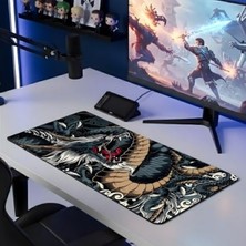 Die Grup 8 Farklı Desenli Baskılı Model Black Deer Xxl Gaming Mouse Pad 70X30 cm – Dikişli Kenar, Kaymaz Taban, Dijital Tasarım, Hassas Takip, Ultra Geniş Oyuncu Mousepad (Dragon 70X30 Cm)