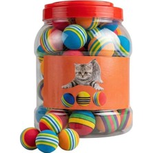 Die Grup Aee® 50’li Sünger Kedi Oyun Topu Kovası | Renkli Zıplayan Hafif Kedi Oyuncağı Seti