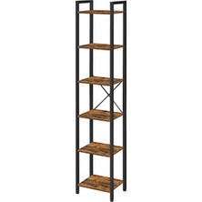 Die Grup Vasagle Raf, Kitaplık, Dikili Raf, DVD Rafı, 6 Seviyeli, Ofis Rafı, Açık Raflar, Ofis, Oturma Odası, Yatak Odası, Mutfak Için, 30 x 40 x 187,5 Cm, Vintage Kahverengi-Siyah LLS101B01