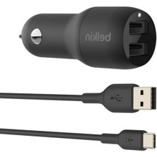 Die Grup Belkin Çift USB Araç Şarj Cihazı 24 W + Usb-C Kablosu (Boost Charge Çift Bağlantı Noktalı Araç Şarjı, 2 Bağlantı Noktalı USB Araç Şarjı) Nintendo Switch Araç Şarjı, iPad Pro Araç Şarjı