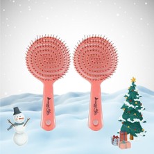 Vuralsin38 Professional Yılbaşı Paketi Üç Boyutlu Oval Saç Fırçası Pembe x 2