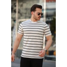 Lune Store Erkek Çizgili Kısa Kollu T-Shirt