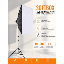 Rabsev Softbox Aydınlatma Seti 50x70 cm 2 Metre Işık Ayağı Fotoğraf Video YouTube Canlı Yayın