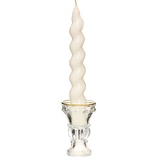 Vuralsin38 Yılbaşı 2'li Twirl Glow Beyaz Şamdan Mum Seti (18 Cm)
