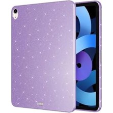 - iPad Air 11 2024 ile Uyumlu Tablet Kılıf Renkli Simli Işıltılı Silikon Kapak - Mor