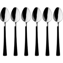 6 Parça Çay Kaşığı Seti, Paslanmaz Çelik, Gümüş Siyah, 11 cm