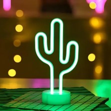 Mey İthalat Mey Ithalat® Neon Işıklı Kaktüs Masa Gece Lambası
