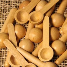 Ahşap Mini Kaşık Seti, Baharat Ölçü Kaşığı, 6 Parça Kaliteli, (3 Büyük, 3 Küçük)
