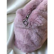 Vuralsin38 Peluş Makyaj Çantası Pudra Pembe Organizer Seyahat Çantası