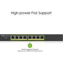 8 Port Gigabit Poe Switch | Smart Managed | Masa/duvar Montajı ve Fansız Tasarım | 70 W Bütçe ile 8 Poe+ Bağlantı Noktası | Vlan, Igmp, Qos
