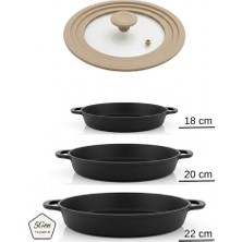 5Gen Tasarım 3'ü 1 Arada Kademeli Krem Renkli Silikon Cam Kapak – 18, 20 ve 22 cm Tencerelere Uyumlu Çok Amaçlı Tasarım