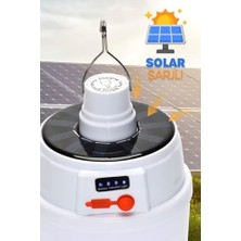 Vuralsin38 Şarjlı Solarlı Kamp Lambası 5 Modlu Orta-Yüksek Işık Sos Askılı Işıldak Kamp El Feneri 47724