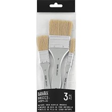 3699370 Fırça Seti, Akrilik Boya Için, 3 Düz Fırça 1/2", 1" ve 2" Kısa Saplı, Uzun Ömürlü, Sağlam ve Şeklini Koruyan