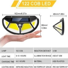 Mey İthalat Mey Ithalat® Fonksiyonel Sensörlü 122 Ledli Solar Bahçe Lambası