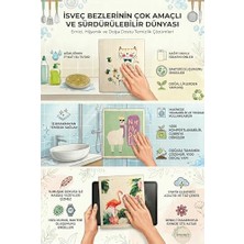Vuralsin38 Swedish Dishcloth Isveç Bezi -Lama-Kedi Desenleri 3'lü Paket, Sürdürülebilir, Tekrar Kullanılabilir, Tüm Yüzeylere Uygulanabilir, Makinede Yıkanabilir