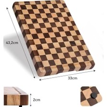 Vuralsin38 Doğal Akasya Ahşap Kesme Tahtası 43X33 cm – Kaydırmaz Tabanlı, Profesyonel Servis & Sunum Tahtası