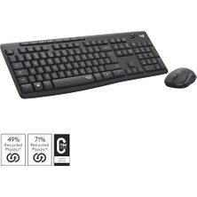 MK295 Kablosuz Sessiz Klavye Mouse Seti, Silenttouch Teknolojisi, Gelişmiş Optik Izleme, Sıvı Dökülmesine Dayanıklı, 10 M Kullanım Mesafesi, Türkçe Q Klavye, Siyah