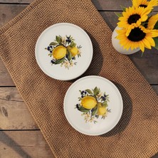 Limon Desenli Porselen Yuvarlak Mini Sunum Tabağı 2'li