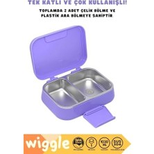 Vuralsin38 Bento 1030ML Lunchbox Tek Katlı 2 Bölmeli Paslanmaz Çelik Sefer Tası Yemek Kutusu (Mor)